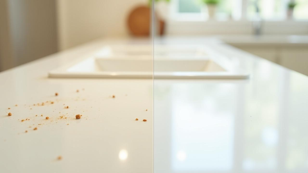 Sparkling clean kitchen counter and appliances after a deep clean